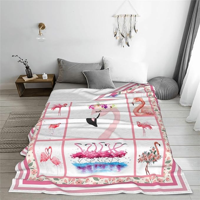Flamingo Blanket Pink Flamingo Merch Throw Blankets Cozy Fleece Flannel Soft Warm Plush Lightweight Blanket Flamingo Decor Bedding Gifts for Women Girls Adults Kids for Couch Sofa Bed 50"X60"