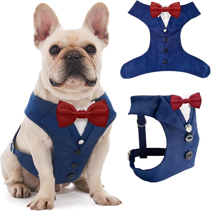 AVERYDAY Dog Tuxedo for Wedding Outfit, Dog Suit and Tie Costumes for Birthday, Halloween, Cosplay, Christmas Party, Pet Formal Wear with Bowtie, Tux for Medium Large Dogs, Bulldog, Labrador, Husky
