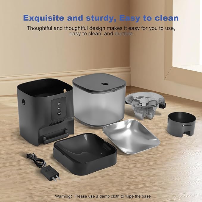 2.4G Automatic Cat Feeder, 4L WiFi Food Dispenser with 10s Voice Recorder, Pet Feeder up to 10 Meals per Day, Timed Cat Feeder with Dry Food Sealed Ring