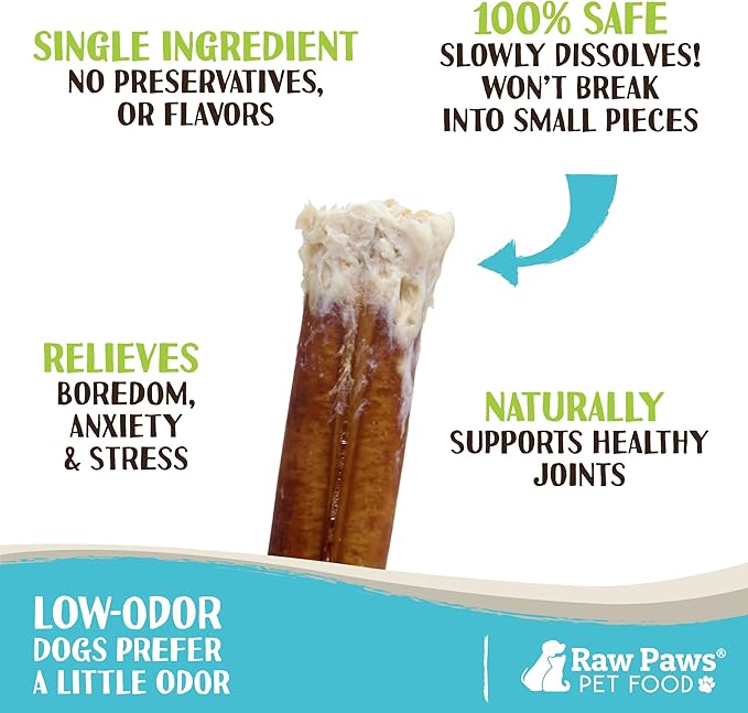 Raw Paws Thin Bully Sticks for Small Dogs, 6-Inch (5-Count) - Low Odor Bully Chews for Puppies - Free-Range Pizzle Sticks for Dogs - Single Ingredient Dog Chews - Rawhide Alternative - Long Lasting