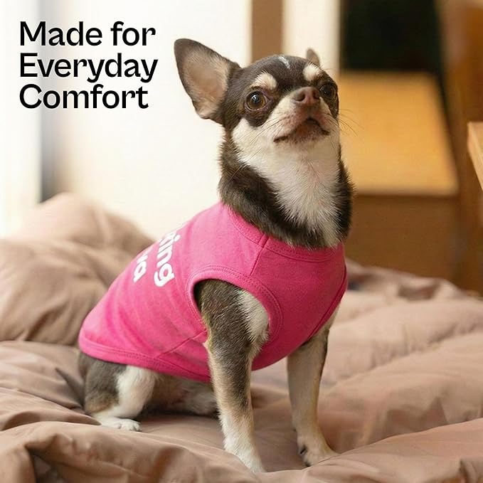 Parisian Pet Dog Shirt – 100% Cotton Barking Diva Shirts for Small Dogs – Pink Sleeveless Puppy Clothes – Lightweight and Breathable Pet Apparel – Girl Dog Clothes - Stretchy T Shirts for Dogs