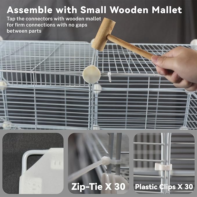 STILLCOVE Small Guinea Pig Cages Indoor: 3-Tier C&C Rabbit Cage Small Animal Cage on Wheel with Removable Tray for Bunny Hamster Ferret Rat Chinchilla Hedgehog