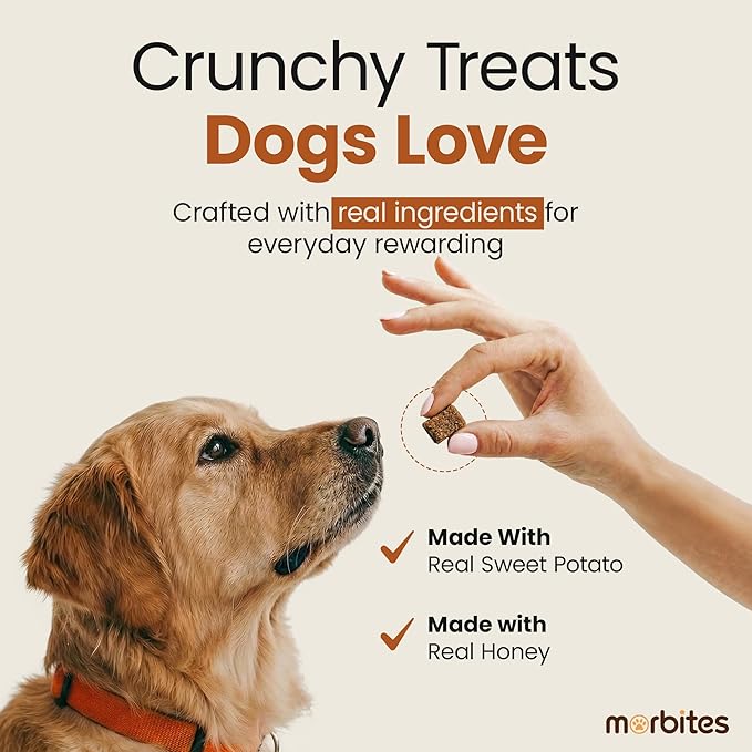 Crunchy Dog Training Treats - Sweet Potato & Honey, Easy to Digest, All Natural, Small Bite Snacks, Made in USA, 5 oz
