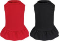 2 Pcs Dog Dresses Cat Skirt Solid Color Dog Clothes Summer Sleeveless Puppy Girl Clothes for Small Pet Dogs Cats (Black,Red, Small)