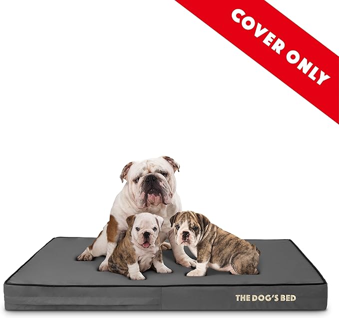 The Dog’s Bed Replacement Outer Cover, Oxford Fabric, Grey with Black Trim, XL, 4-Inch