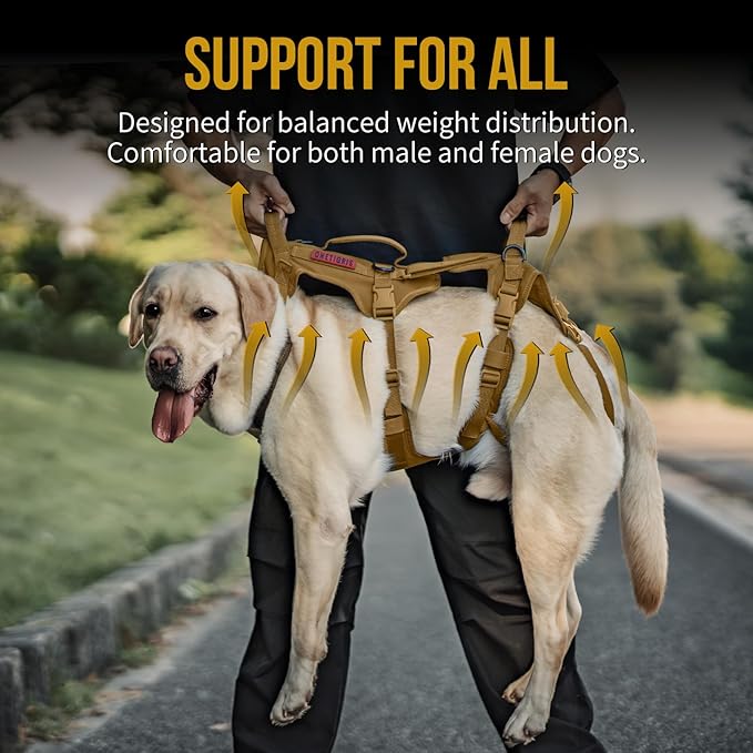 OneTigris Multi-Function Dog Lift Harness, All-Gender Dogs Friendly Design, Full Body Dog Sling Carrier with Three Handles Front/Rear Leg Assist for Arthritis