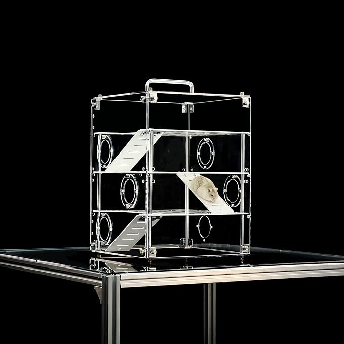 GuineaLoft™ Small Acrylic Cage (Model-P5) – 4-Floor Play Structure with Stairways & Tube Connectors for Hamsters, Rats, Mice, Gerbils, and Small Rodents – Visit the GuineaLoft Store for More