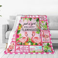 SweetFox Just A Girl Who Loves Flamingos Blanket, Flamingo Decor Throw Blanket Gifts for Girls Boys Lovers Super Warm Soft Plush Fleece Flannel Bedding Blankets for Kids Adults Men Women 80"X60"