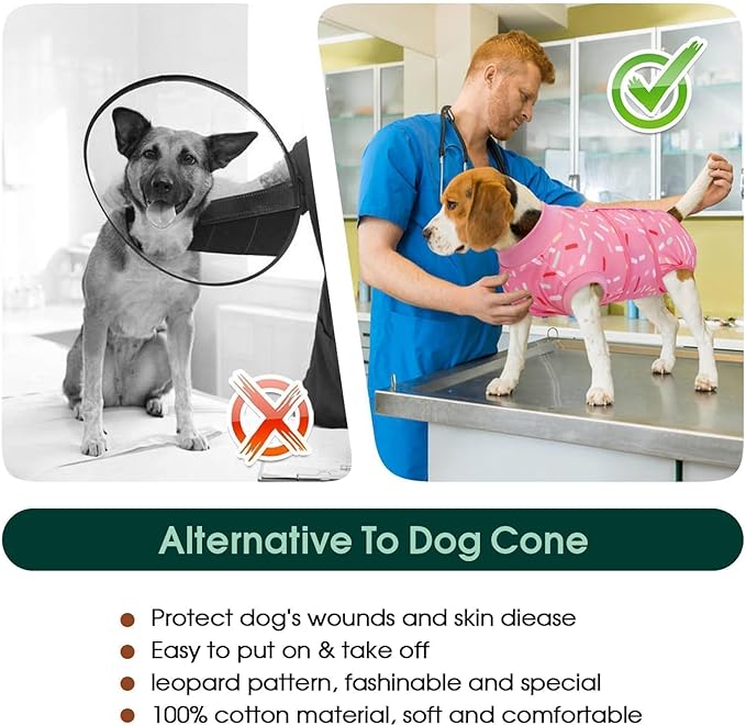 Kuoser Recovery Suit for Dogs, Comfy Dog Recovery Suit Female Doggie Onesie for Surgery, Post-Op Onesie for Female & Male Dogs, Soft Protective Wear, PinkRibbon XXL