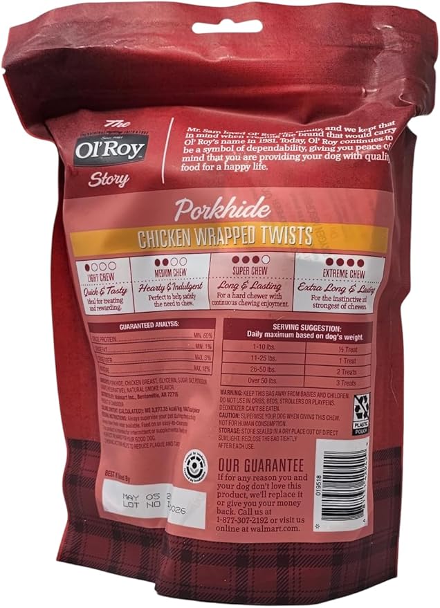 Ol' Roy Porkhide Chicken Wrapped Twists Dog Treats, 18 Ounces