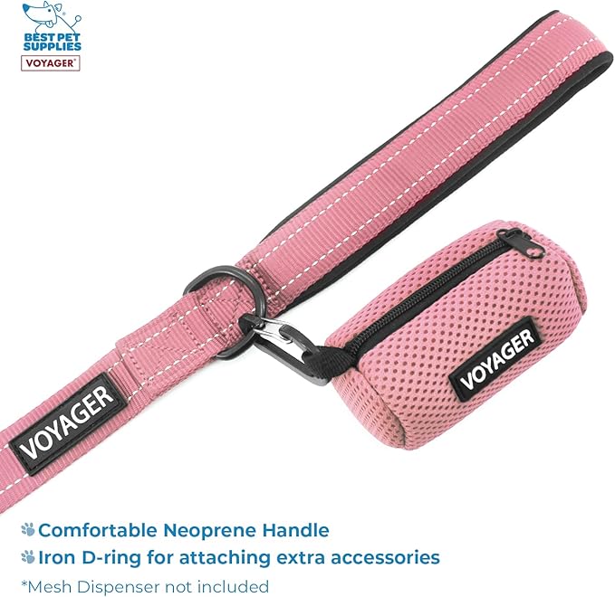 Best Pet Supplies Voyager Step-in Lock Pet Harness w Reflective Pet Leash Combo Set with Neoprene Handle 5ft - Supports Small, Medium and Large Breed Puppies/Cats - Pink/Black Trim Set, XXS