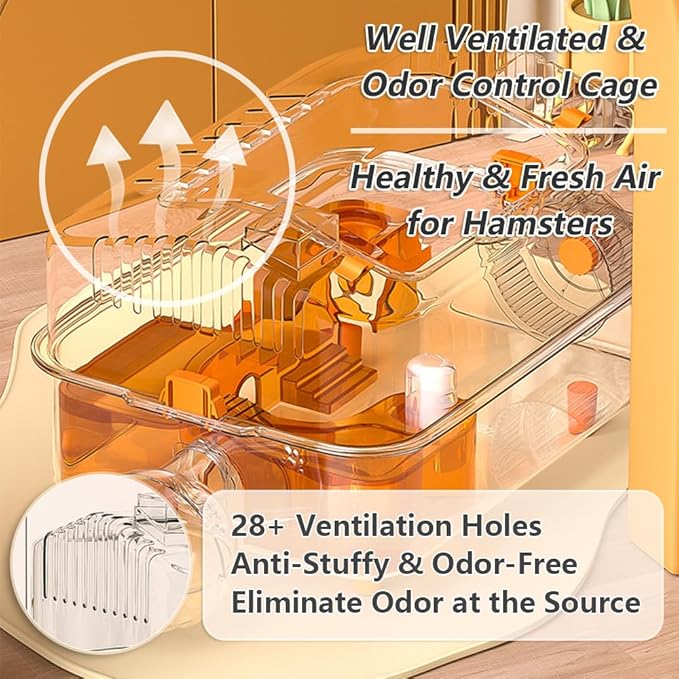 8-in-1 Dwarf Hamster Cage, No Assembly Full Transparent, Small Desktop/Breeding/Nursery Cage, 16.93×11.81×9.45 in, Fits Small Space/Kid’s Room, for Dwarf & Baby Hamsters