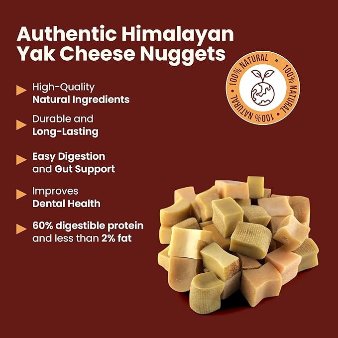 KATHMANDU'S Yak Chew Nuggets Dog Treats - (1 lb Bag) Long Lasting Himalayan All Natural Cheese Treats, Healthy Dental Chews for Aggressive Chewers, Training Dogs Treat | Yak Milk Chew Bites