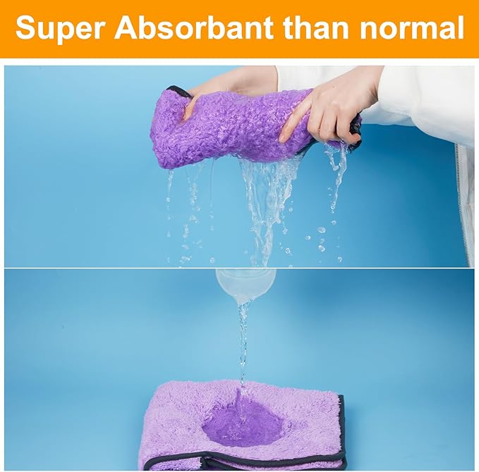 Bienbee Dog Bathrobe, Quick Drying Super Absorbent Dog Robes for After Bath, Warm Keeping Dogs Towel, Dogs Bath Supplies, Light Purple M