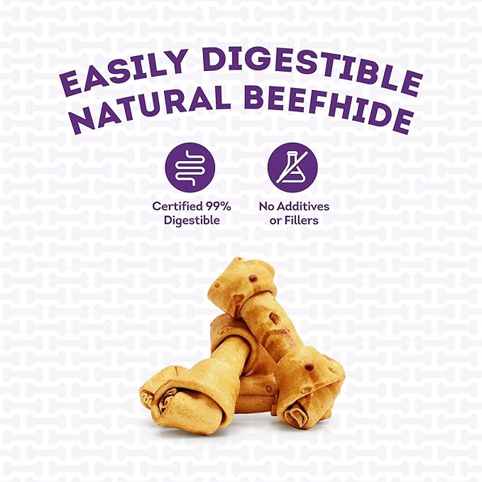 American Sourced Beefhide Bones 6-7" Dog Chew Treats - Chicken Flavor, 3 Count/1 Pack