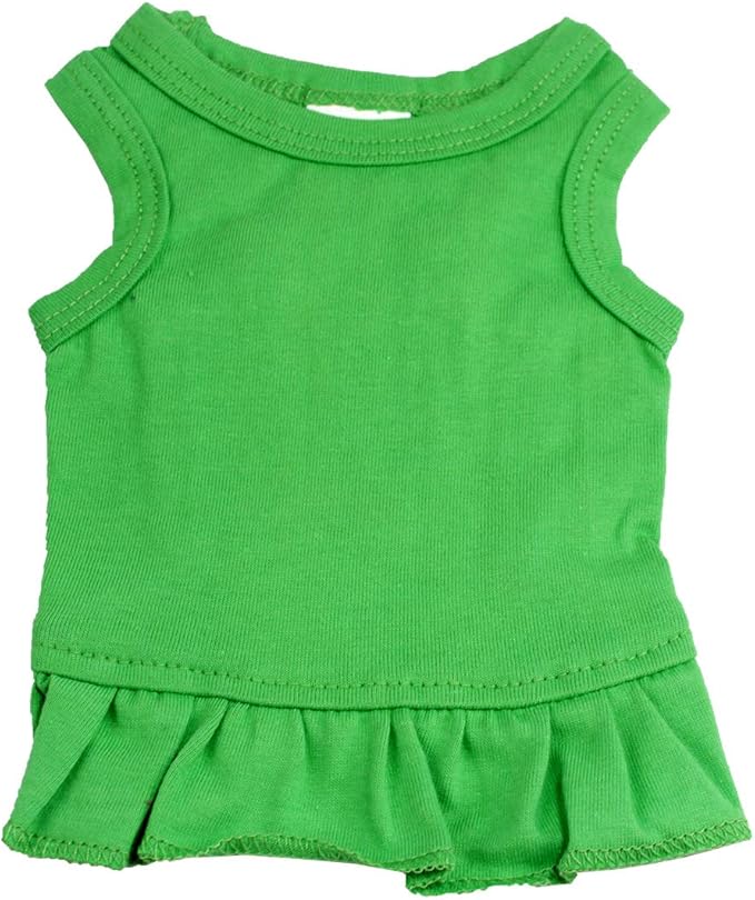 Pet Clothes Small Dog Clothing Blank Color Sport Dress T-Shirts Tee Dresses Tanks Top for Small Size Female Dogs Summer Spring Pet Costumes 100% Cotton (S, Green)