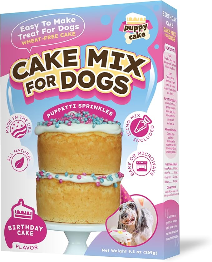Puppy Cake Wheat-Free Cake Mix with Icing for Dogs (Birthday Cake with Pupfetti Sprinkles)