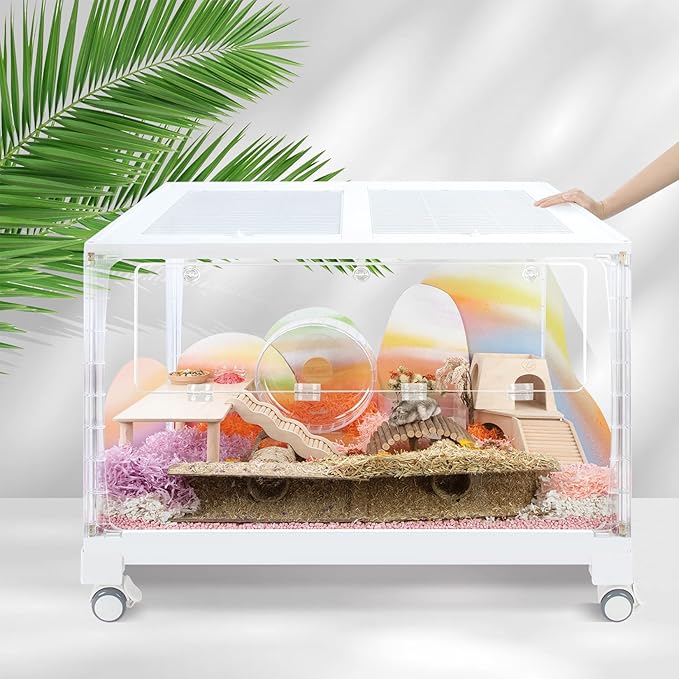 Niteangel Stacker Hamster Cage Accessories - Stacker Cage Wheels or Stacking Holders or Replacement Glass Board for Hamster Gerbil Mice Degu Or Other Small-Sized Pet