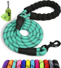 Taglory Rope Dog Leash 5 FT with Comfortable Padded Handle, Highly Reflective Threads Leash and Anti-Tangle Clip for Walking Medium Large Dogs, 1/2 inch, Turquoise