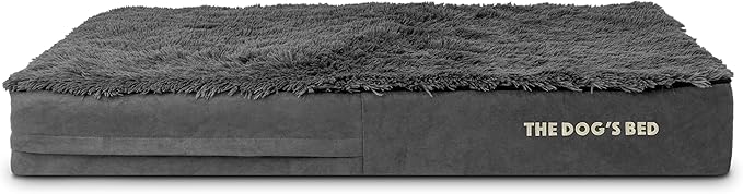 The Dog’s Bed Replacement Outer Cover, Fur Fabric, Grey Fur, XL, 6-Inch