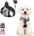 KOOLTAIL Small Dog Harness and Leash Set, Cute Puppy Harness, Step in No Pull Soft Mesh Pet Vest Harness Collar for Small Size Dogs Cats Boy Girl, Plaid Dog Halters for Outdoor Walking, Beige XS
