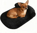 Calming Dog & Cat Beds for Small Medium Dogs Cats, Anti-Anxiety Plush Pets Lounge Couch Sofa Orthopedic Cushion, Soft Fluffy Faux Fur Washable, Fits up to 25 lbs Pets (Oval, Black 26"x20")