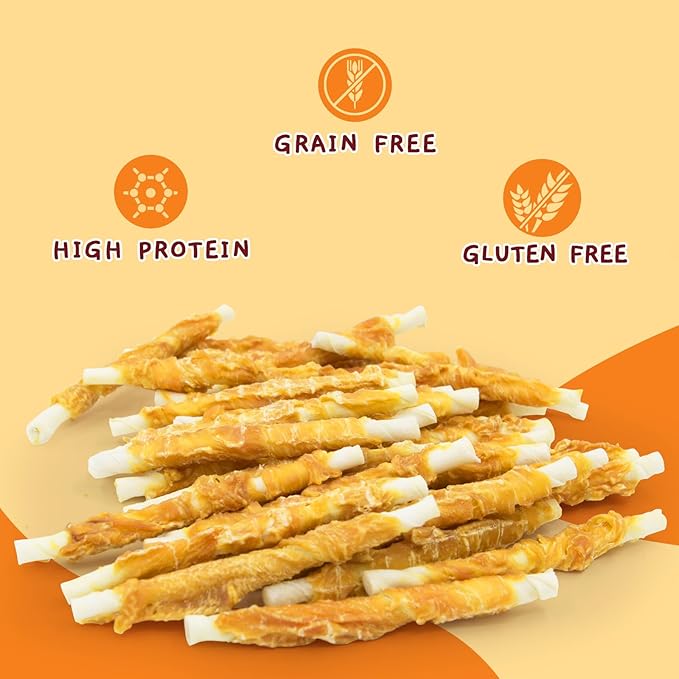 Jungle Calling Dog Treats, Chicken Wrapped Rawhide Sticks Dog Chews, Rawhide Chewy Training Snacks for Small, Medium & Large Dogs, 2 lbs (3 Packs)