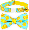 Cheese Cat Bow Tie Collar, Blue & Yellow Cheese Pattern, Wedding/Birthday/Festivals Cat Collar, Quick Release Safety Breakaway Collar