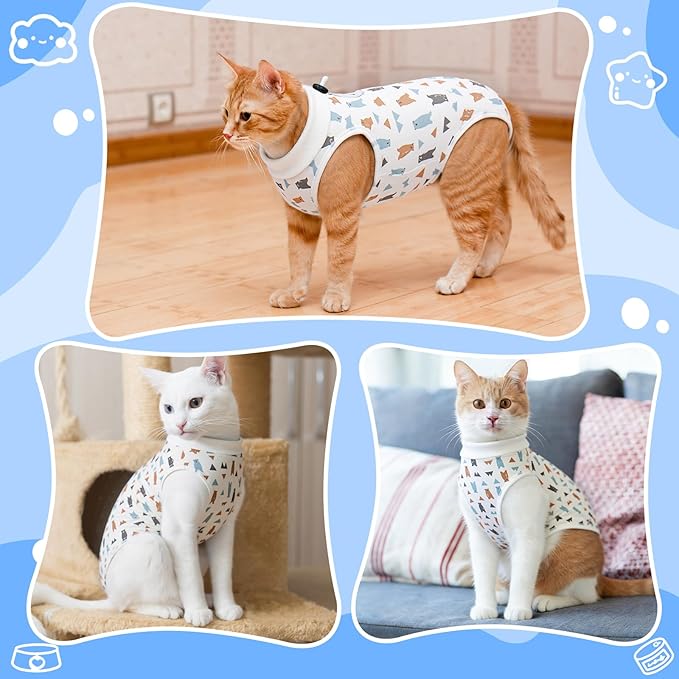 Coppthinktu Cat Recovery Suit Female, Breathable Cat Onesie After Surgery Female for Abdominal Wounds or Skin Diseases, Surgery Recovery Suit Kitten Surgical Onesie After Spay Wear Anti Licking