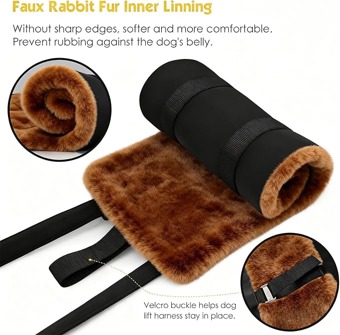 Dog Sling for Back Legs, Dog Lift Harness, Magic Tape Dog Sling for Large Dogs Hind Leg Support, Elderly Dog Lifter, Assist Canie Hip Arthritis K9 Cruciate Ligament Rehabilitation (Brown, Extra Large)