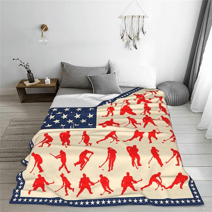 banonaty Hockey Throw Blanket, Cozy Fleece Flannel Plush Bedding Ice Hockey Gifts for Boys Girls Men Women Youth Kids for Couch Sofa Bed Decor 50"X60"