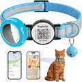 Waterproof Airtag Cat Collar Breakaway with QR Code Name Tag, Reflective cat Collar airtag Holder with Bell, Reflective Kitten Cat ID Tag Personalized, Ultra-Durable, Adjustable, Quick Release(Blue)