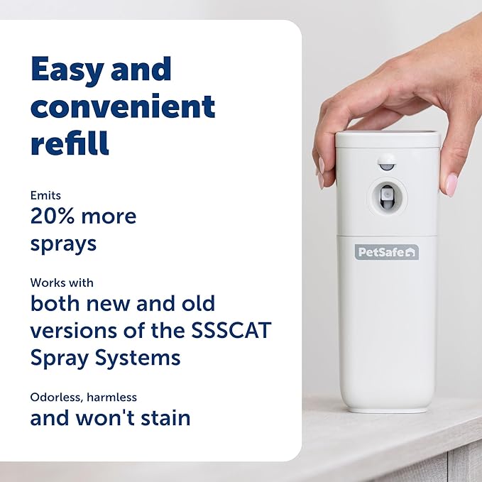 PetSafe SSSCAT Automatic Spray Pet Deterrent - Contactless Behavior Correction - Motion Sensor Air Burst - Odorless - Non-Staining - Versatile Placement Spray - Refill Can