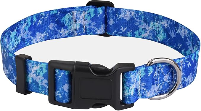 Dog Collar for Medium Dogs, Soft Comfy Pet Collar for Small Medium Large Dogs, Floral Pattern for Boy Girl Puppy Dogs(Camouflaga Blue,M)