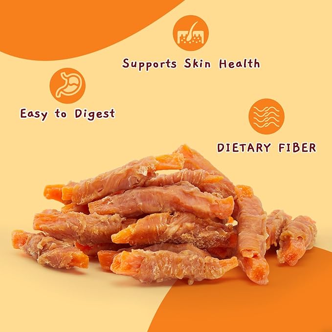 Jungle Calling 21.2 oz Dog Treats for Medium/Large Breeds Rewards - Chicken Wrapped Sweet Potato, Grain Free, Rawhide Free, Easy to Digest Treat Chews & Training Treats