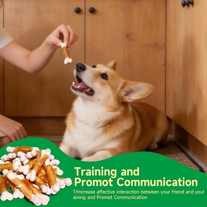 Chicken Wrapped Dog & Cat Chew Treats, Real Chicken Calcium Sticks, 10.0 oz Pet Training Snacks with Natural Ingredients (A-10.0oz)