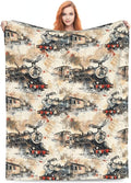 Train Blanket Gifts for Women Men Adults Train Lovers, Vintage Locomotive Plush Fleece Throw Blankets, Cozy Soft Warm Bedding Decor for Sofa Living Room Travel 60"x80"