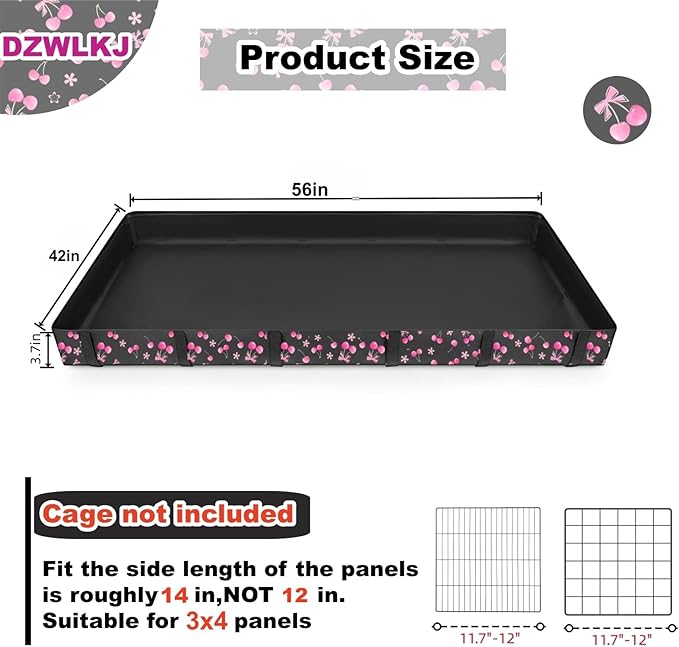 DZWLKJ Guinea Pig Cage Liner,Washable Tarp Bottom Base,Cherry Graphic,42"x56", Reusable for Rabbit, Chinchilla, Hedgehog, Ferret & Other Small Animals.