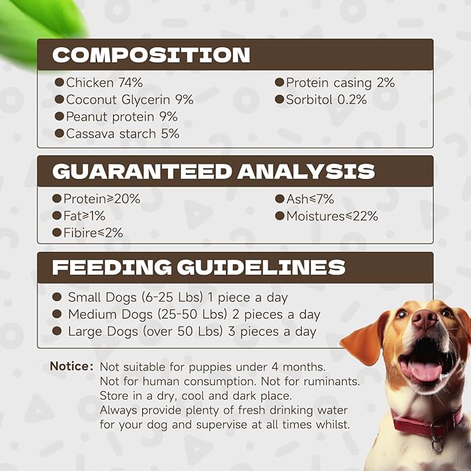 Soft Dog Treats, Chicken Jerky Wrapped Chicken Sausage, Rawhide Free Dog Chews High Protein Low Fat Training Treats for Senior Small Medium Large Breed 8oz/226g
