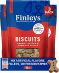 Finley's Crunchy Dog Biscuits, Peanut Butter and Pumpkin, Plant-Based Healthy Treats, Oven Baked Dog Cookies, 12oz, 3 Pack