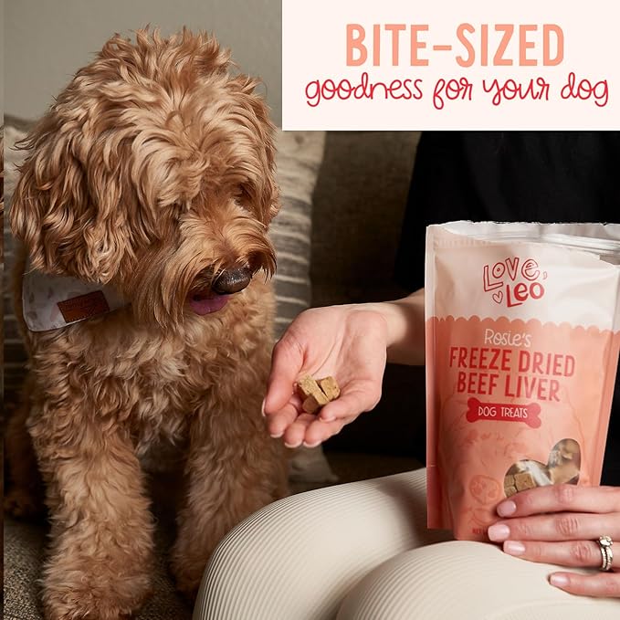 Love Leo Freeze Dried Beef Liver Dog Treats - Fill Their Bellies with Love Healthy Pet Training Treats - All Natural, Single Ingredient, High Protein - 4oz