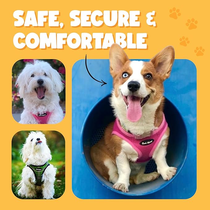 Bark Appeal Raspberry Step-in Dog Harness for Large to Extra Large Sized Pets – Updated Sizing, Re-Measuring is Essential – Soft Vest Harness – Anti-Choke with Adjustable Strap & Heavy Duty Clip – XL