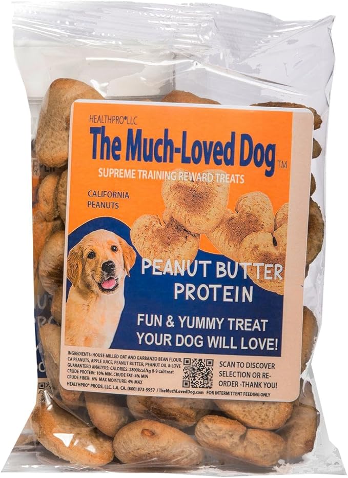 The Much Loved Dog™Treats, Scrumptious Natural Peanut Butter, 6oz. Bag, Natural, Fun & Yummy, Human-Food-Grade, Small-Batch Baked, U.S.A.