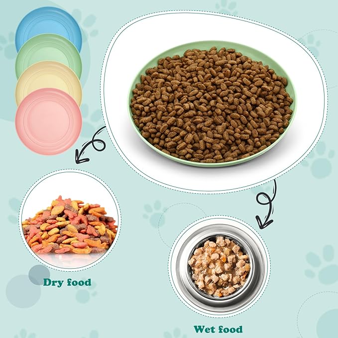 Gerrii 24 Pieces Fatigue Relief Cat Bowl 6 Inch Shallow Cat Food Dish Stray Wet Feeding Bowls Wide and Small Pet Plates for Ferrets Feral Short Legged Kitten Shelter(Light Color,Convention)