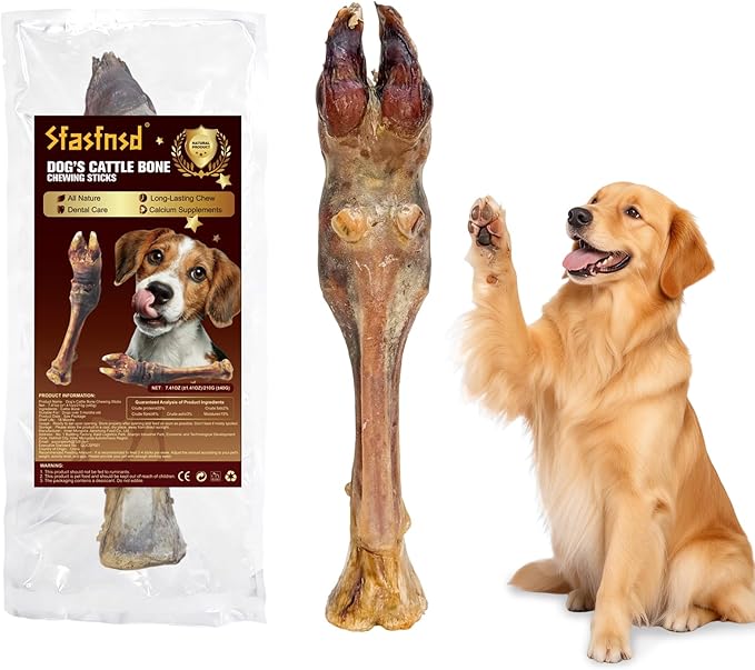 Air-Dried Cow Hooves Dog Treats, Long Lasting Natural Dog Chew Sticks for Aggressive& Heavy Chewers, Single Ingredient Beef Hooves Dental Chew Bone（7.04OZ
