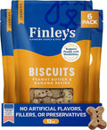 Finley's Crunchy Dog Biscuits, Peanut Butter and Banana, Plant-Based Healthy Treats, Oven Baked Dog Cookies, 12oz, 6 Pack