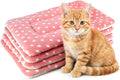 4 Pack Cat Bed Mat, 22" x 15" Soft Fluffy Flannel Small Pet Blanket, Washable Sleeping Pad for Indoor Cats, Kittens, Puppies, Star Print - Pink
