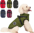 Warm Dog Winter Coat, Fashion Sports Cold Weather Jacket with Built-in Harness, Reflective & Adjustable Comfortable Pet Vest, Windproof Apparel for Small Medium Large Dogs (Green)