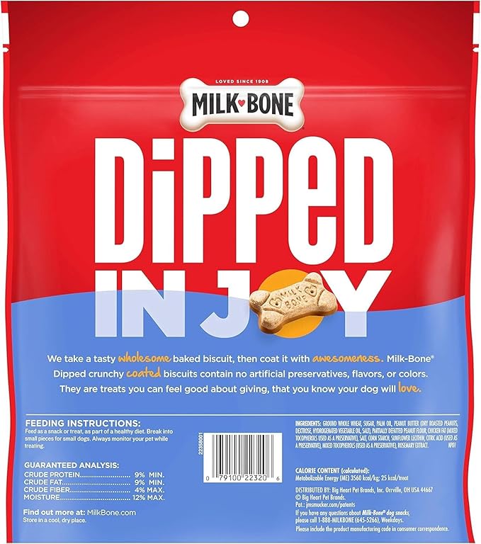 Milk-Bone Dipped Dog Treat Biscuits Baked with Real Peanut Butter,32 Ounce,(Pack of 4)