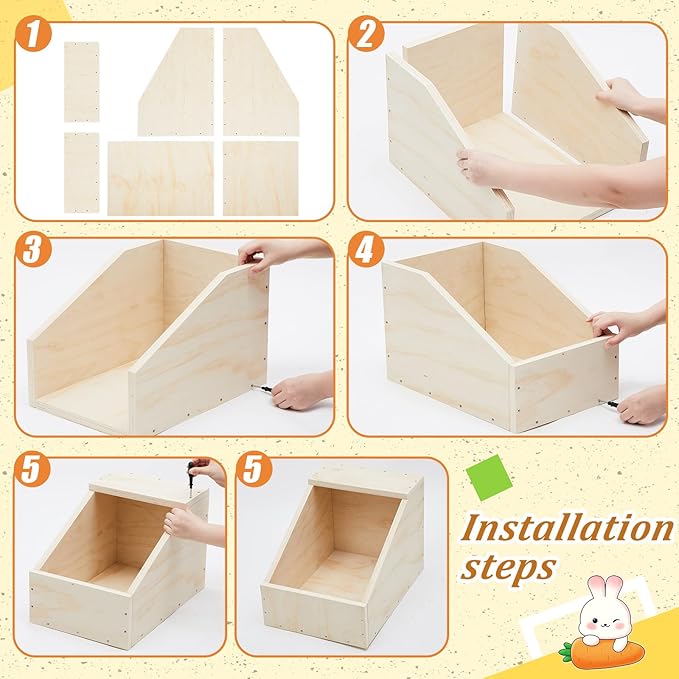 Maxcheck 2 Pack Wood Rabbit Nesting Box, 20x14x14 Inch Wooden Hutch Hideout for Breeding, Natural Burrow Den Alternative for Rabbits & Small Animals